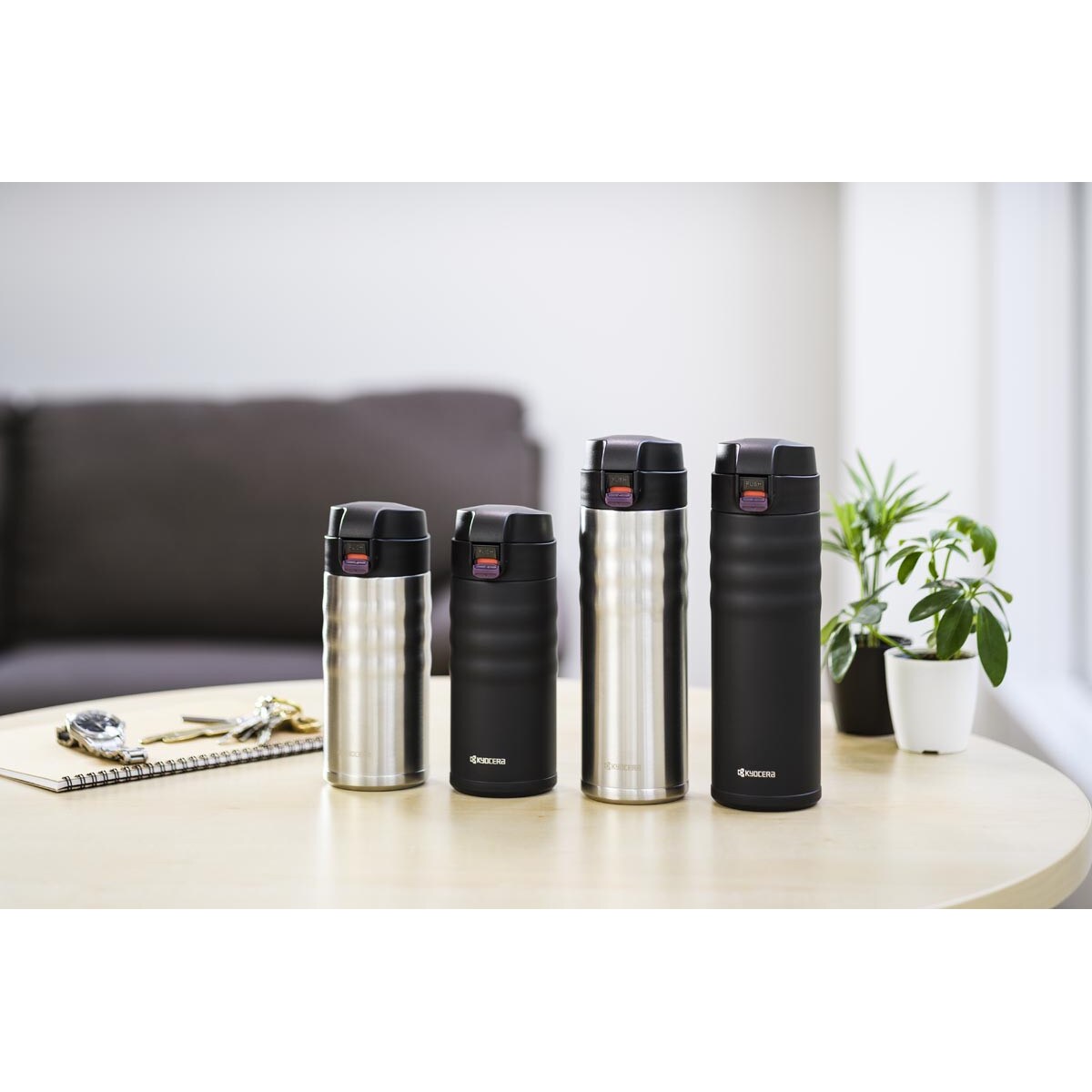 Kubek termiczny matowy czarny Flip Top, 500 ml , Kyocera