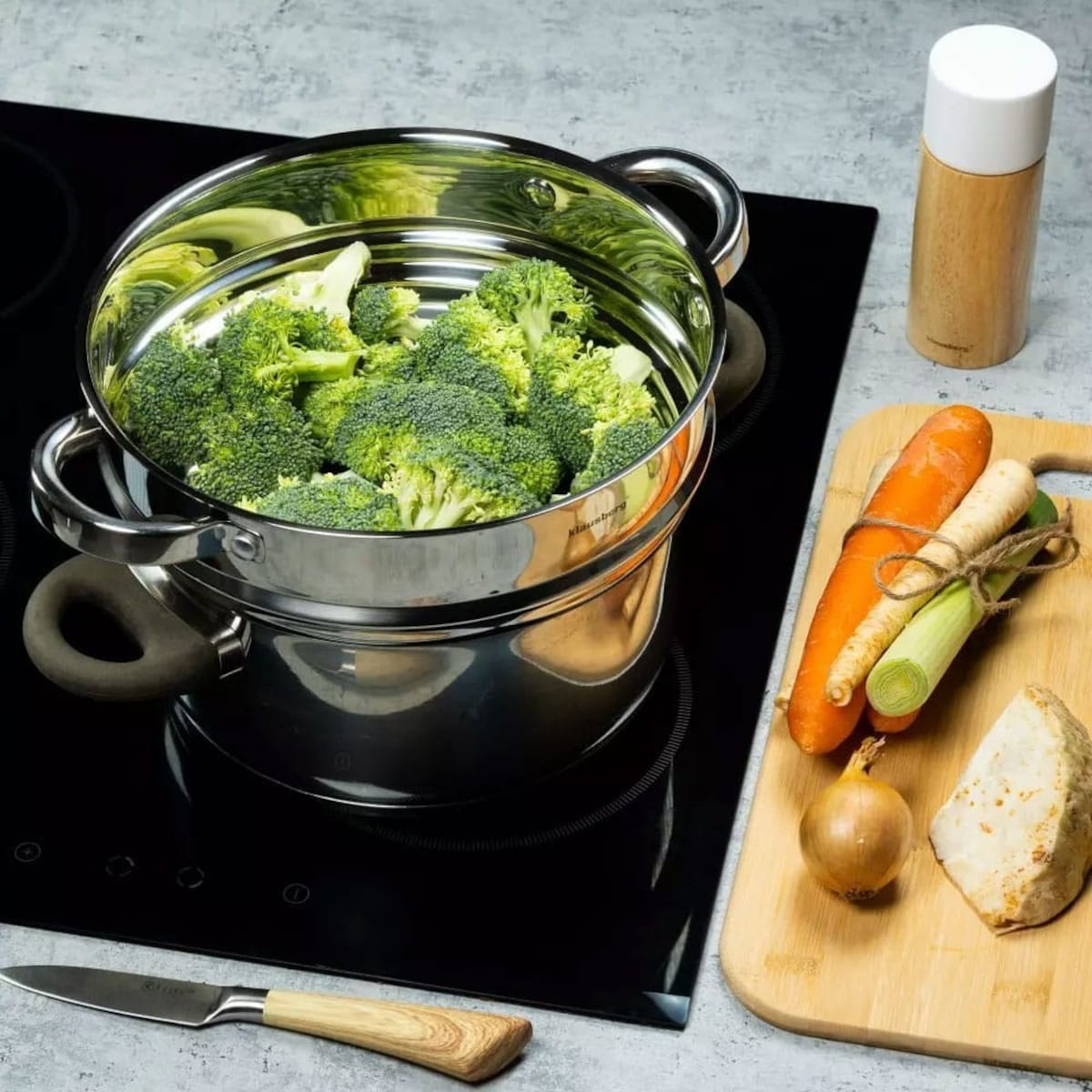 Klausberg uniwersalny parownik 20cm do garnków 16cm 18cm 20cm wkład do gotowania na parze KB7586