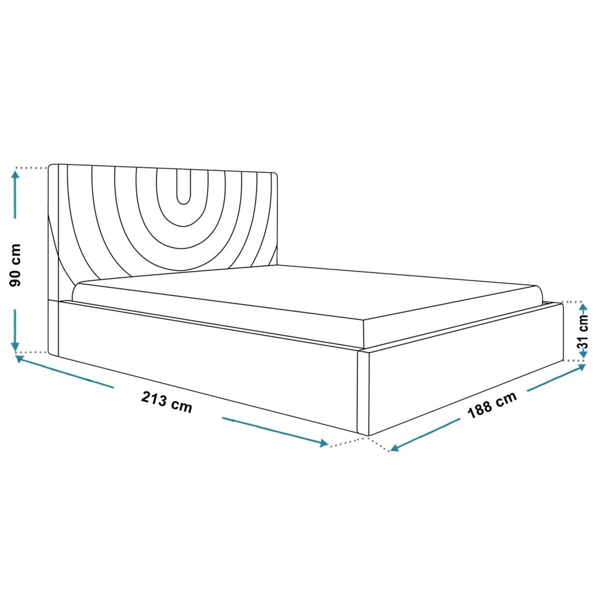 Łóżko sypialniane 180x200 OLDO 6 z pojemnikiem - butelkowa zieleń