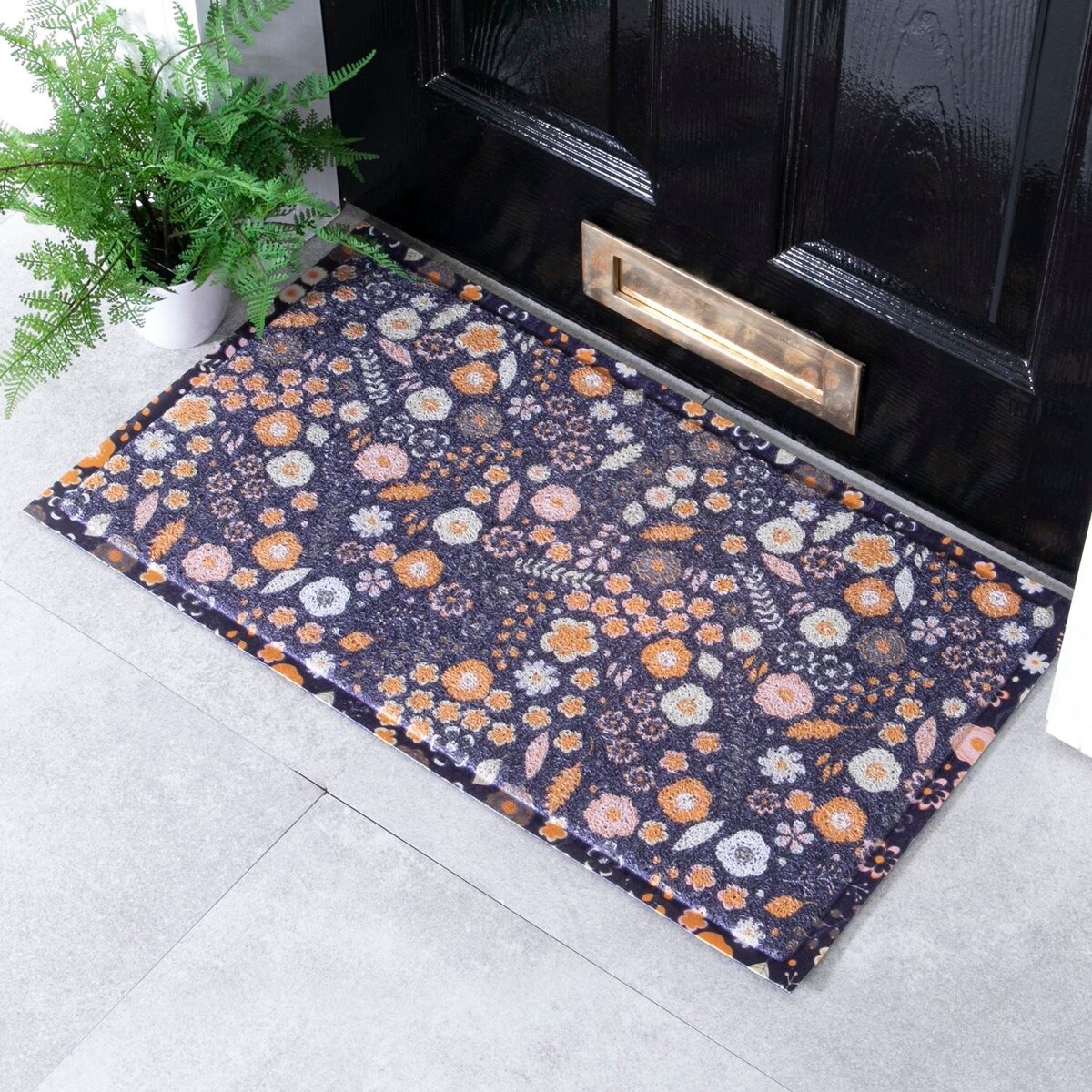 Wycieraczka z fioletowym wzorem kwiatowym – (70 x 40 cm)