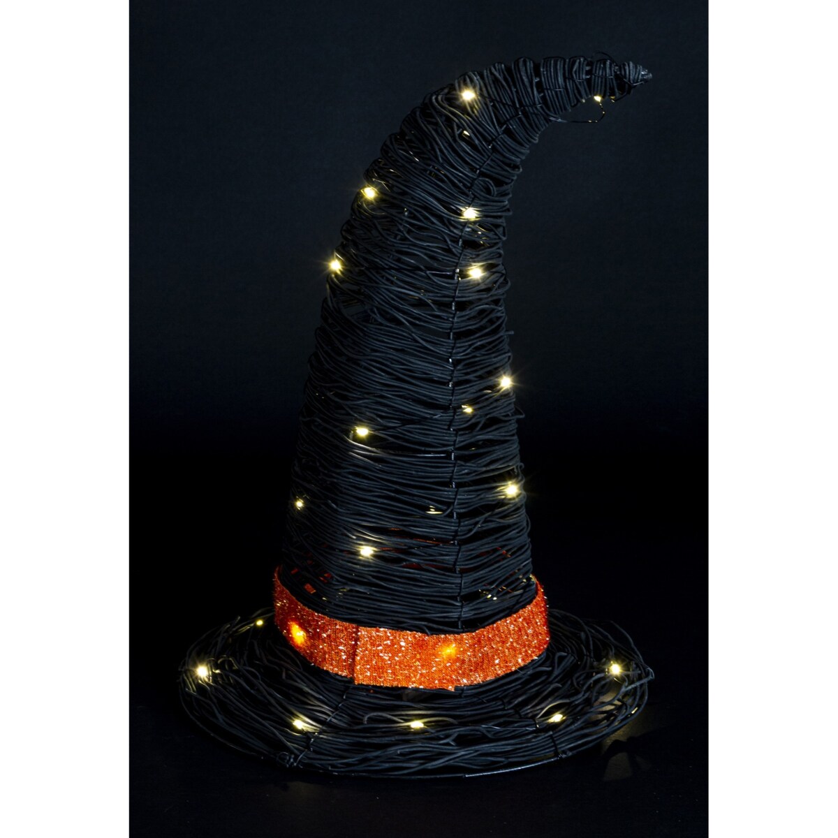 Dekoracja Halloween - kapelusz czarownicy LED 37x27x27 cm PETASUS czarny