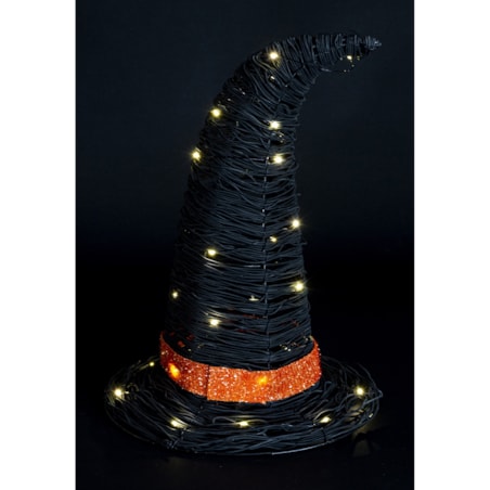 Dekoracja Halloween - kapelusz czarownicy LED 37x27x27 cm PETASUS czarny