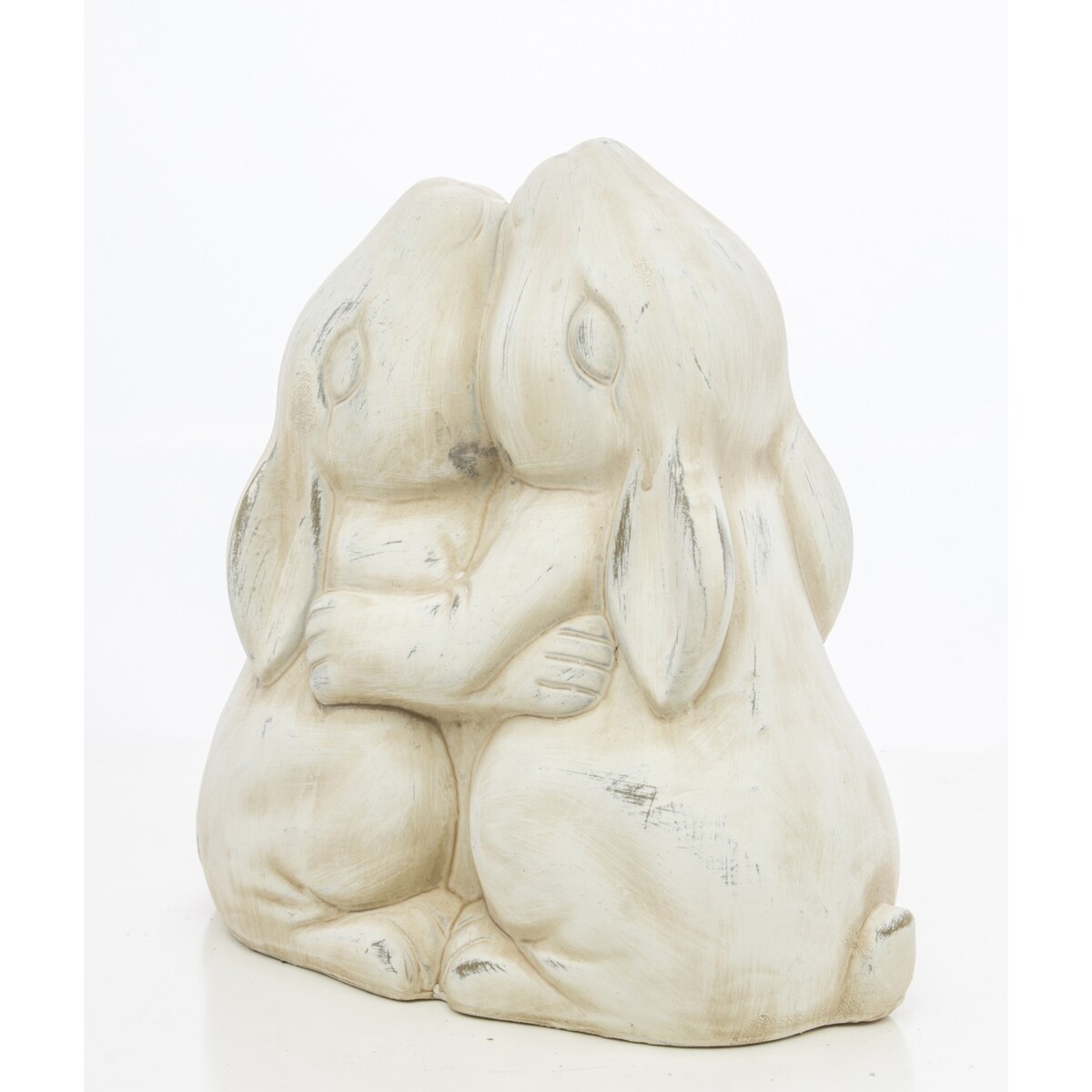 Dekoracja - figurka 2 beżowe przytulone króliczki 20x19,5x10 cm BRAKUMI