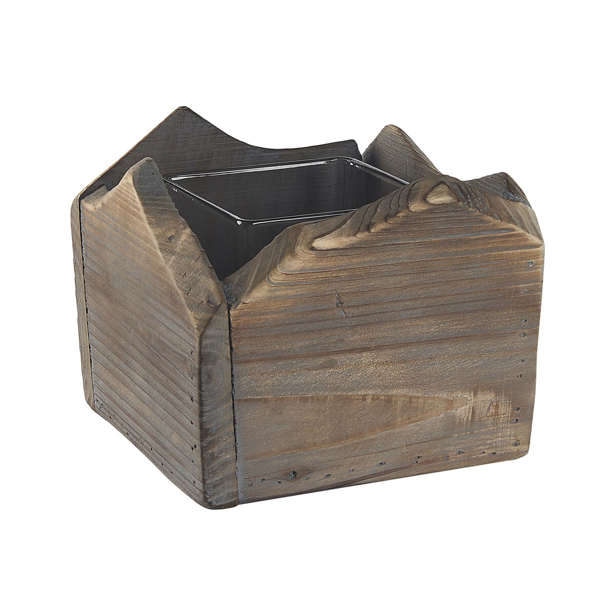 Zestaw 2 świeczników ciemne drewno PLATEROS