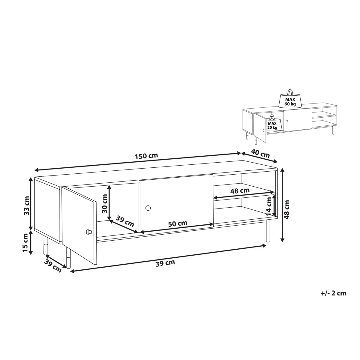 Szafka RTV czarna z jasnym drewnem ABILEN