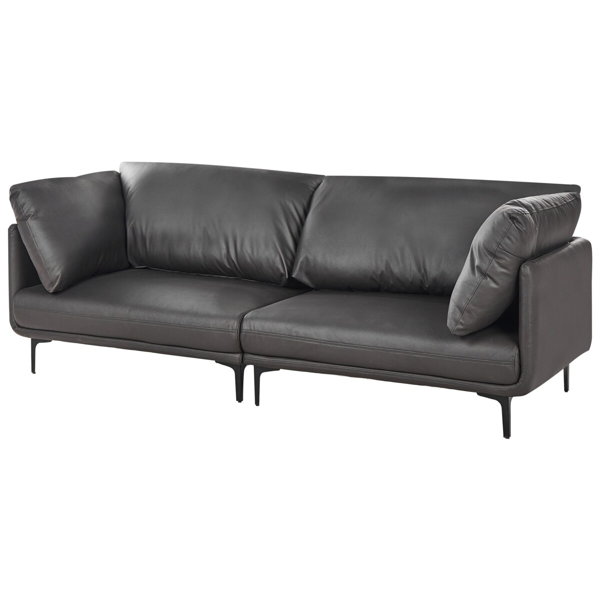 Sofa 3-osobowa ekoskóra czarna REVSNES