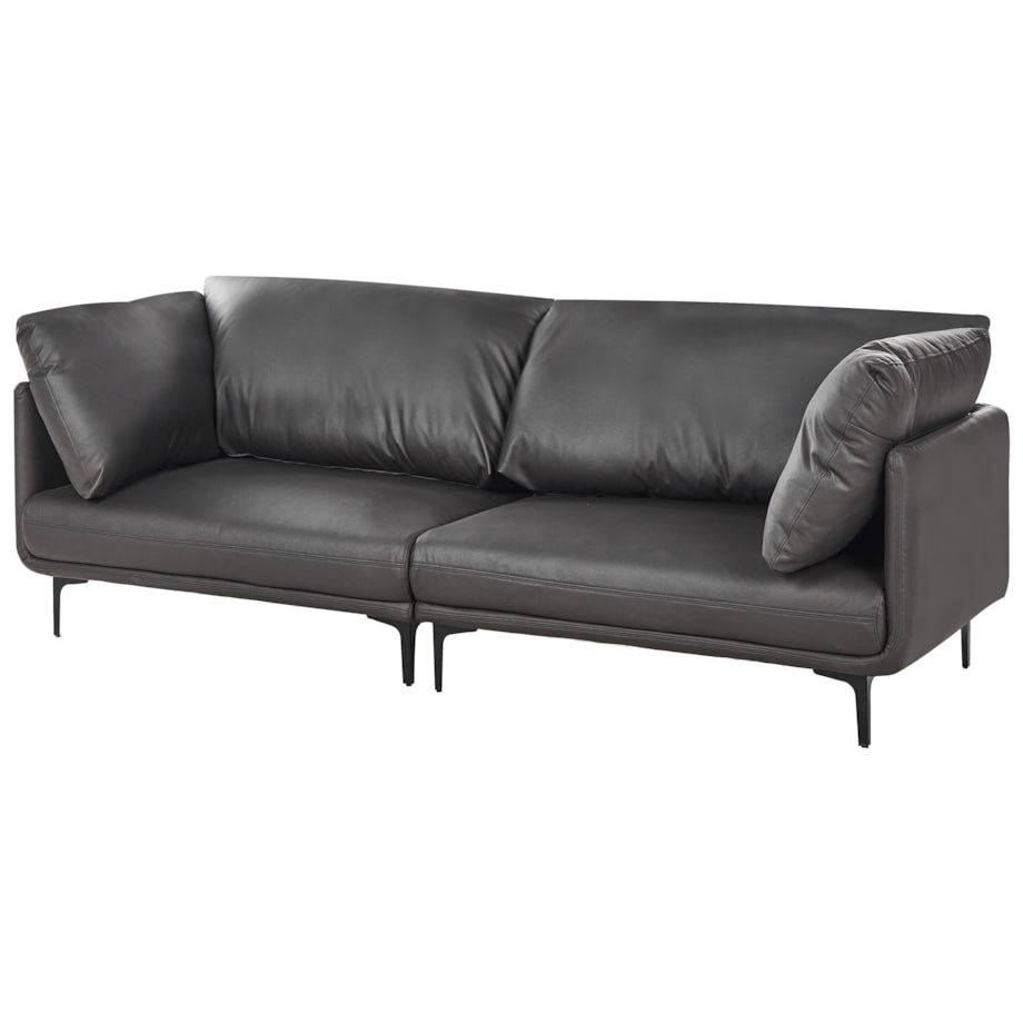 Sofa 3-osobowa ekoskóra czarna REVSNES