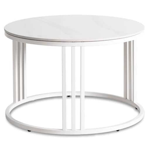 Stolik Kawowy Okrągły Ceramiczny Ława Okrągła Marmur Biały Połysk KORIN