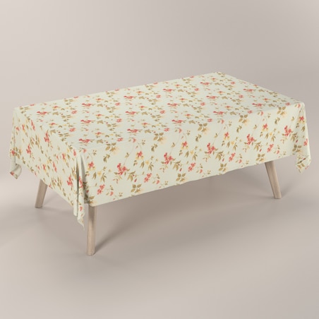 Obrus prostokątny 130 x 210 cm kwiatki na jasno-błękitnym tle