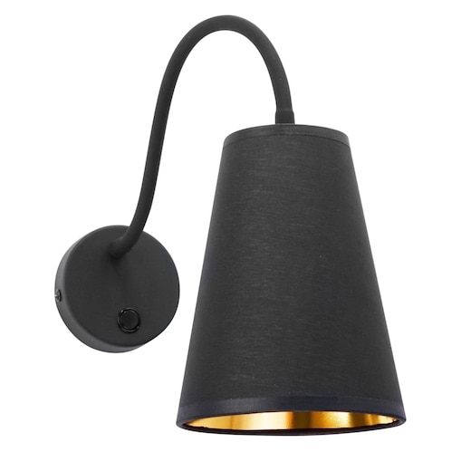 Kinkiet na peszlu Wire 826 TK Lighting tkaninowy czarny klosz złoty