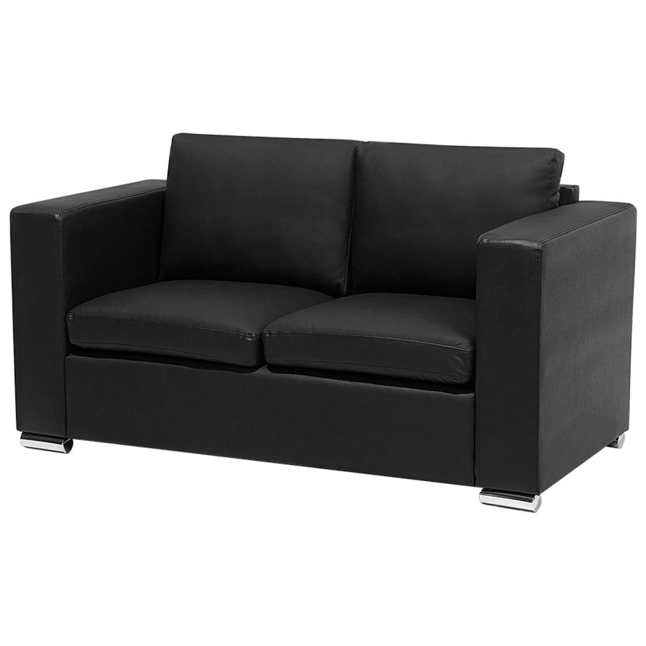 Sofa 2-osobowa skórzana czarna HELSINKI
