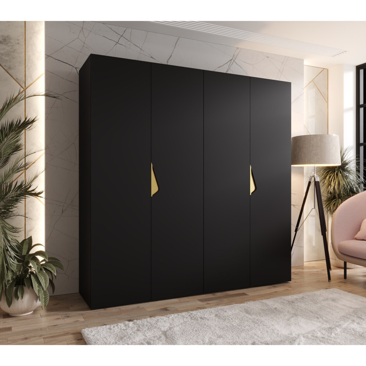 Szafa uchylna Sandi 1 200 wys 202 cm Czarny + u Złoty