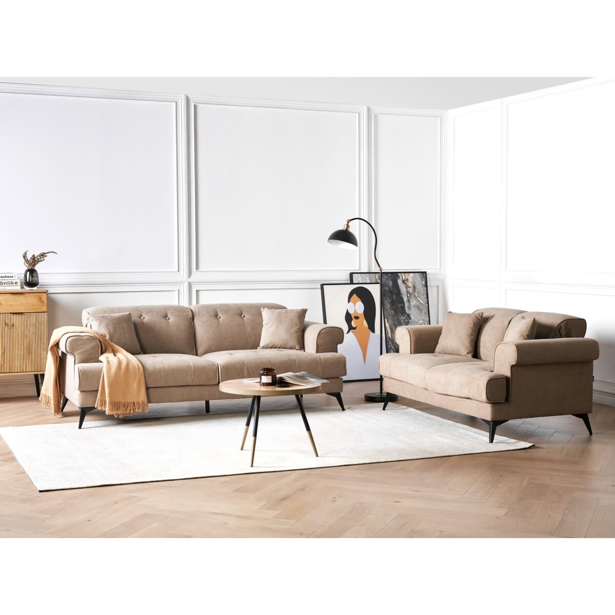 Sofa 3-osobowa jasnobrązowa SKIVE