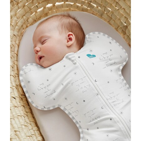 Otulacz Swaddle UP - rozmiar S - biały, kosmos i napisy ETAP1 - 0.2 TOG Original