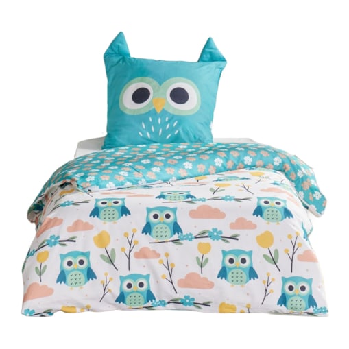 Pościel dziecięca 140x200 cm LAZY MORNING, bawełniana, poszewka z uszkami