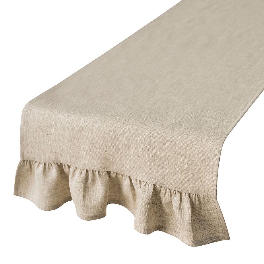 Bieżnik z falbaną 40x160 cm 40x160 naturalny len