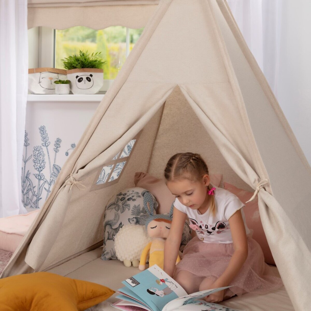 Tipi, biały, 110 x 110 x 155 cm, Cotton Story