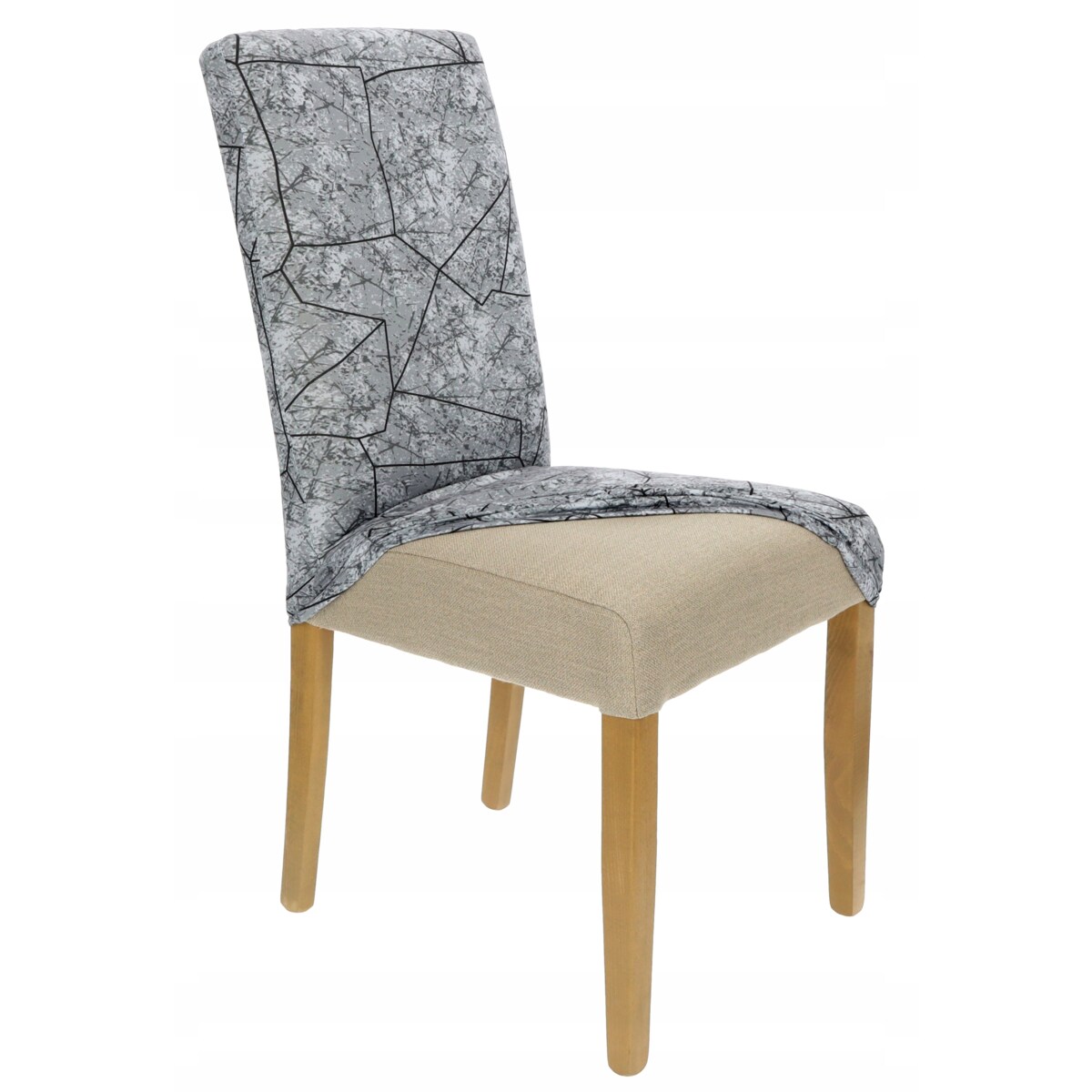 POKROWIEC NA KRZESŁO SZARY WZORY ELASTYCZNY [21CG]