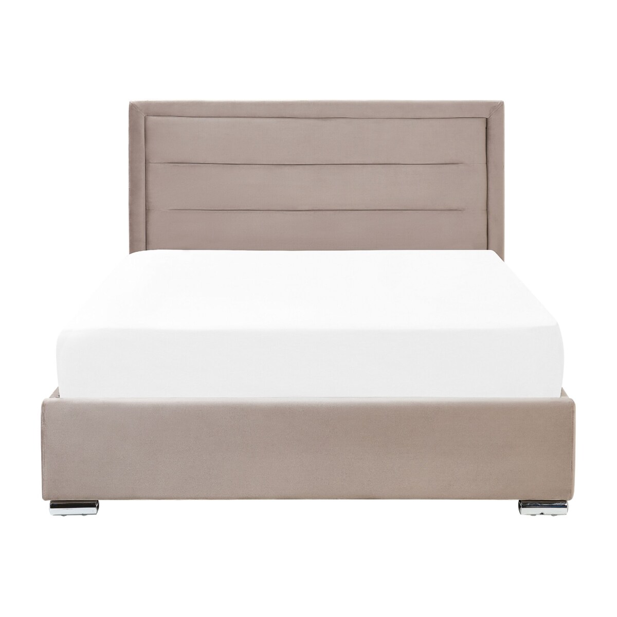 Łóżko z pojemnikiem welurowe 140 x 200 cm beżowoszare ROUEN