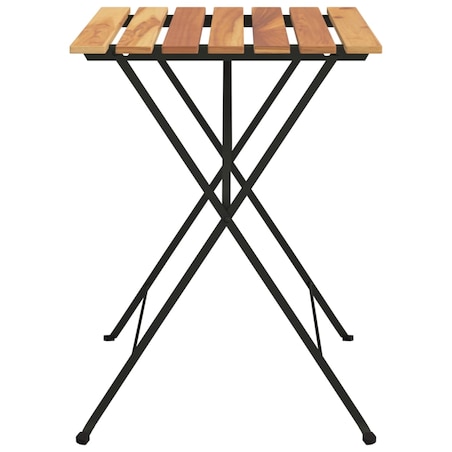 vidaXL Składany stolik bistro, 55x54x71 cm, lite drewno tekowe i stal