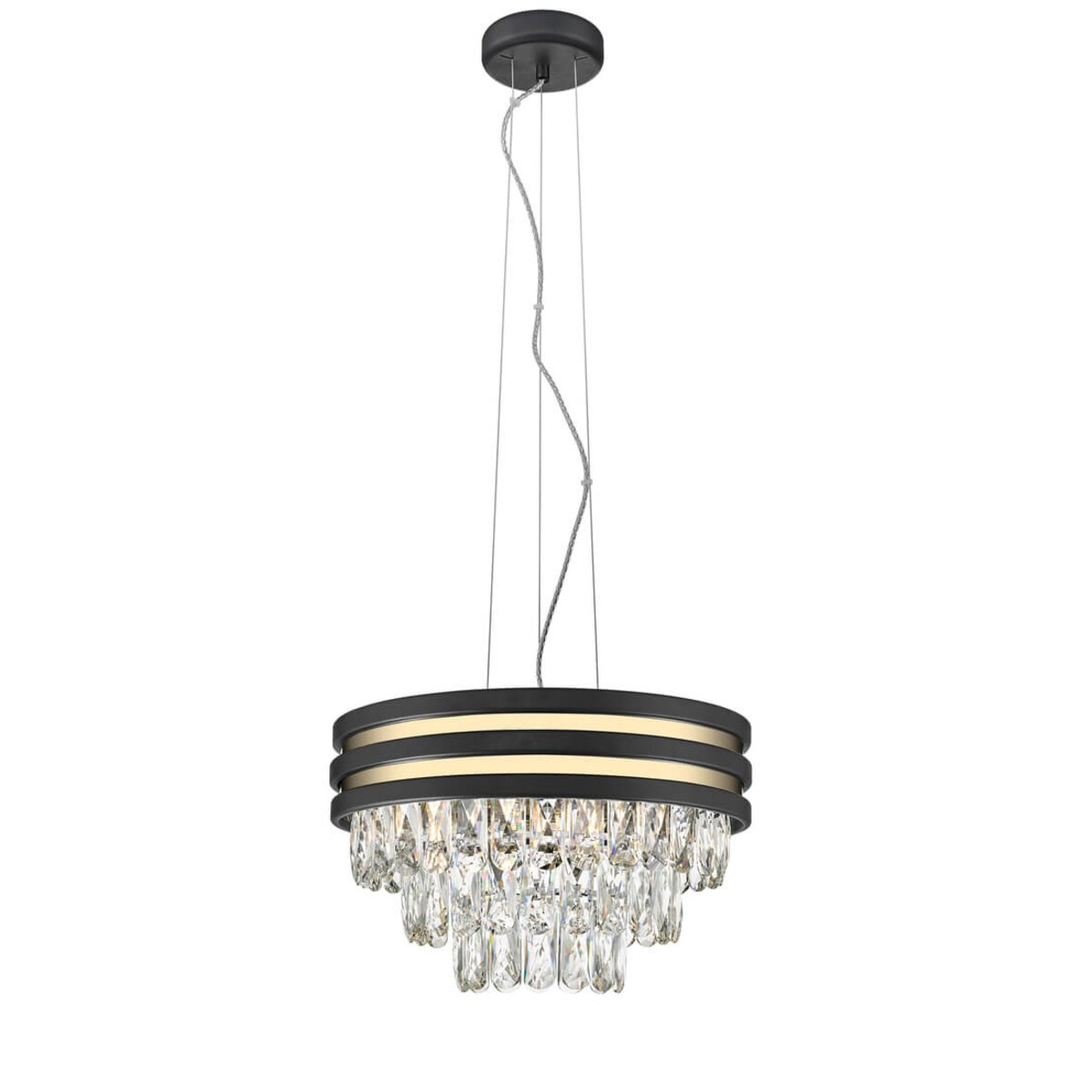 LAMPA wisząca NAICA P0525-04A-P7D7 Zumaline kryształowa OPRAWA glamour crystal zwis czarny złoty