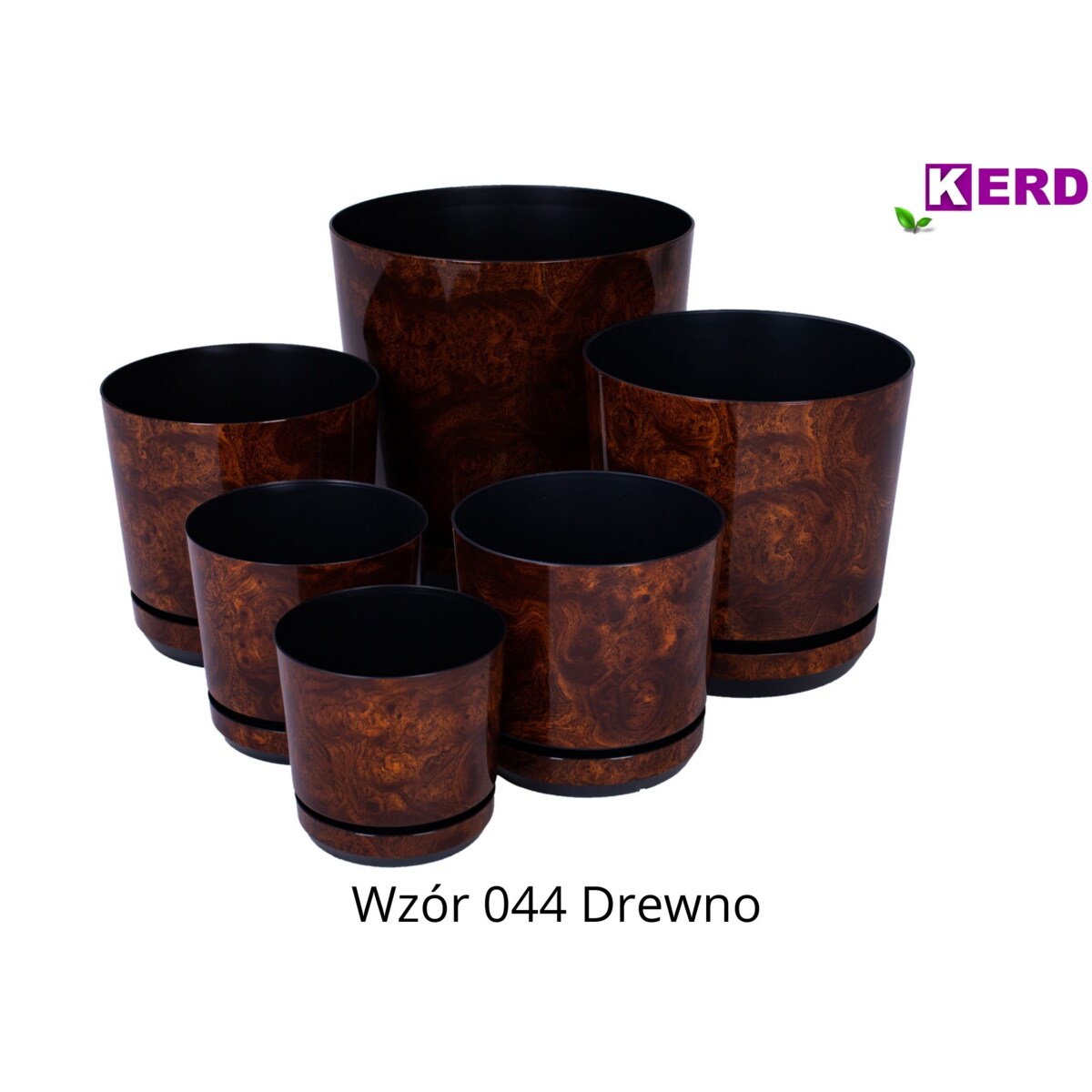 12 cm wzór DREWNO Doniczka z podstawką imitacja dębowej deski styl naturalny drewnopodobna