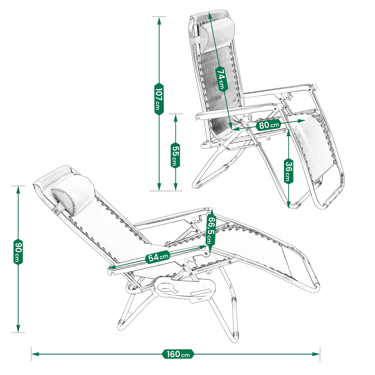 Leżak wielopozycyjny ogrodowy GRAVITY składany