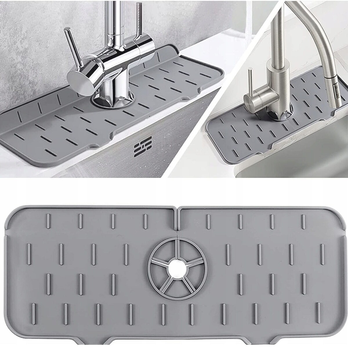 Uniwersalna mata ociekowa silikonowa do zlewu zlewozmywaka 36,5 x 14 cm BRUNBESTE BB-3247 szara