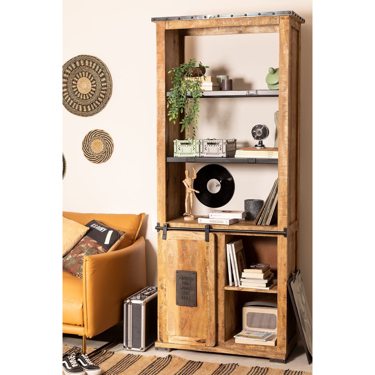 Regał z szufladami drewno mango Elei 211 cm