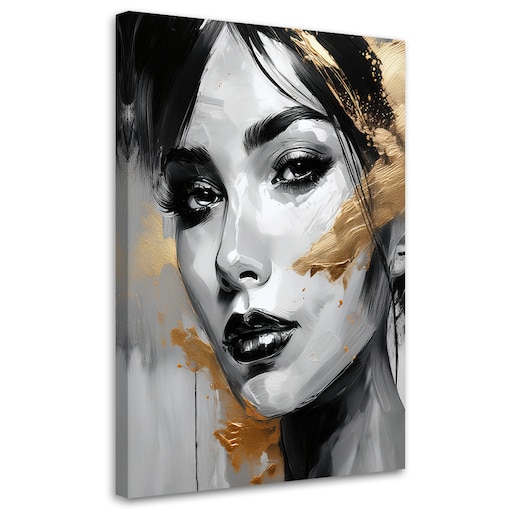 Feeby Obraz na płótnie, Kobieta Portret Złote Akcenty 40x60
