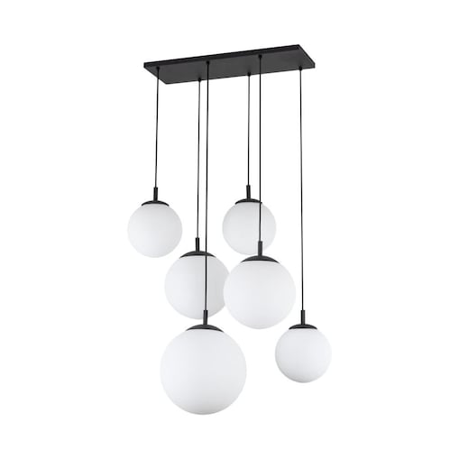 Lampa wisząca TK Lighting ESME WHITE 4793, 6xE27, regulowana, biało-czarna, nowoczesna do salonu i jadalni