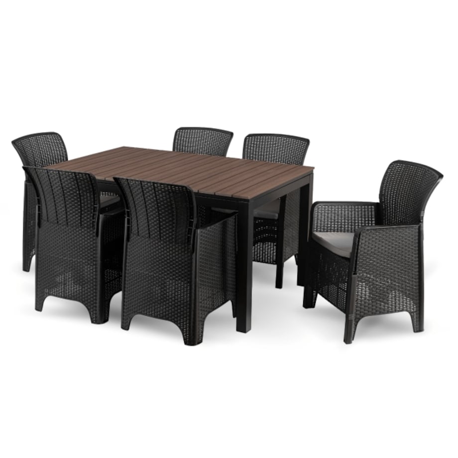 Zestaw Mebli Ogrodowych Na Taras Ogród Technorattan Czarny Orzech