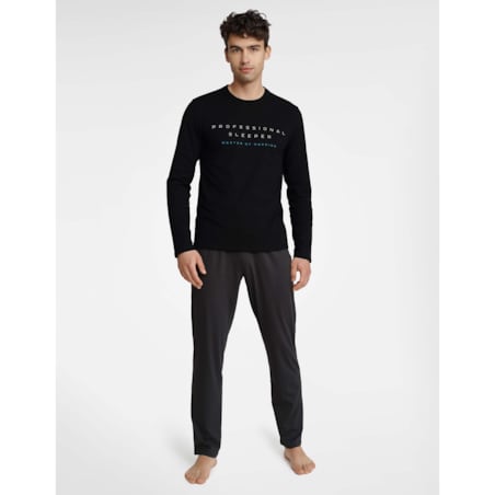 Piżama Insure 40963-99X Czarno-Ciemno Szara Czarno-Ciemno Szary, XXL