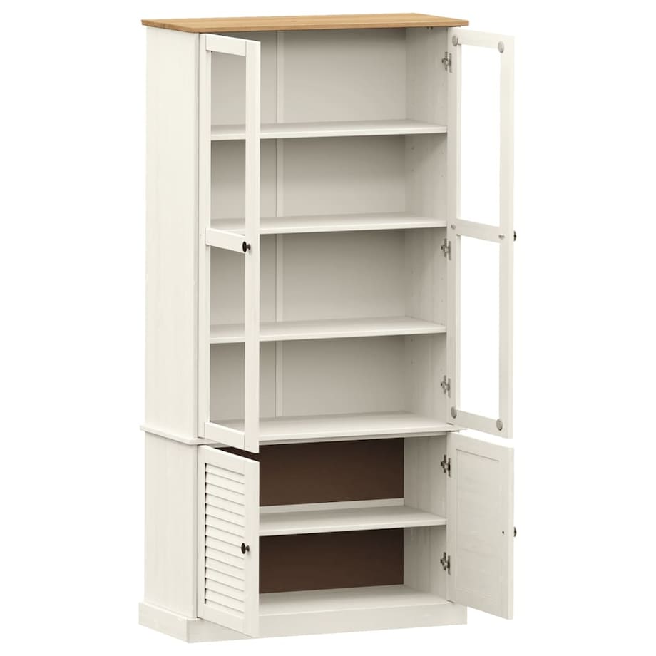 vidaXL Witryna VIGO, biała, 85x35x170 cm, lite drewno sosnowe