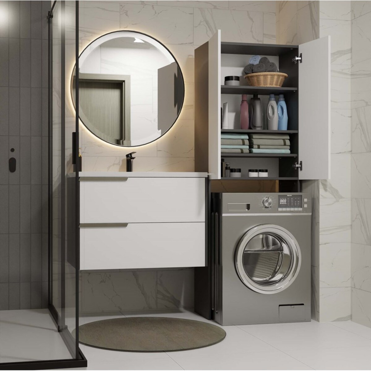 Szafka na pralkę Pola DD ANTRACYT / BIAŁY