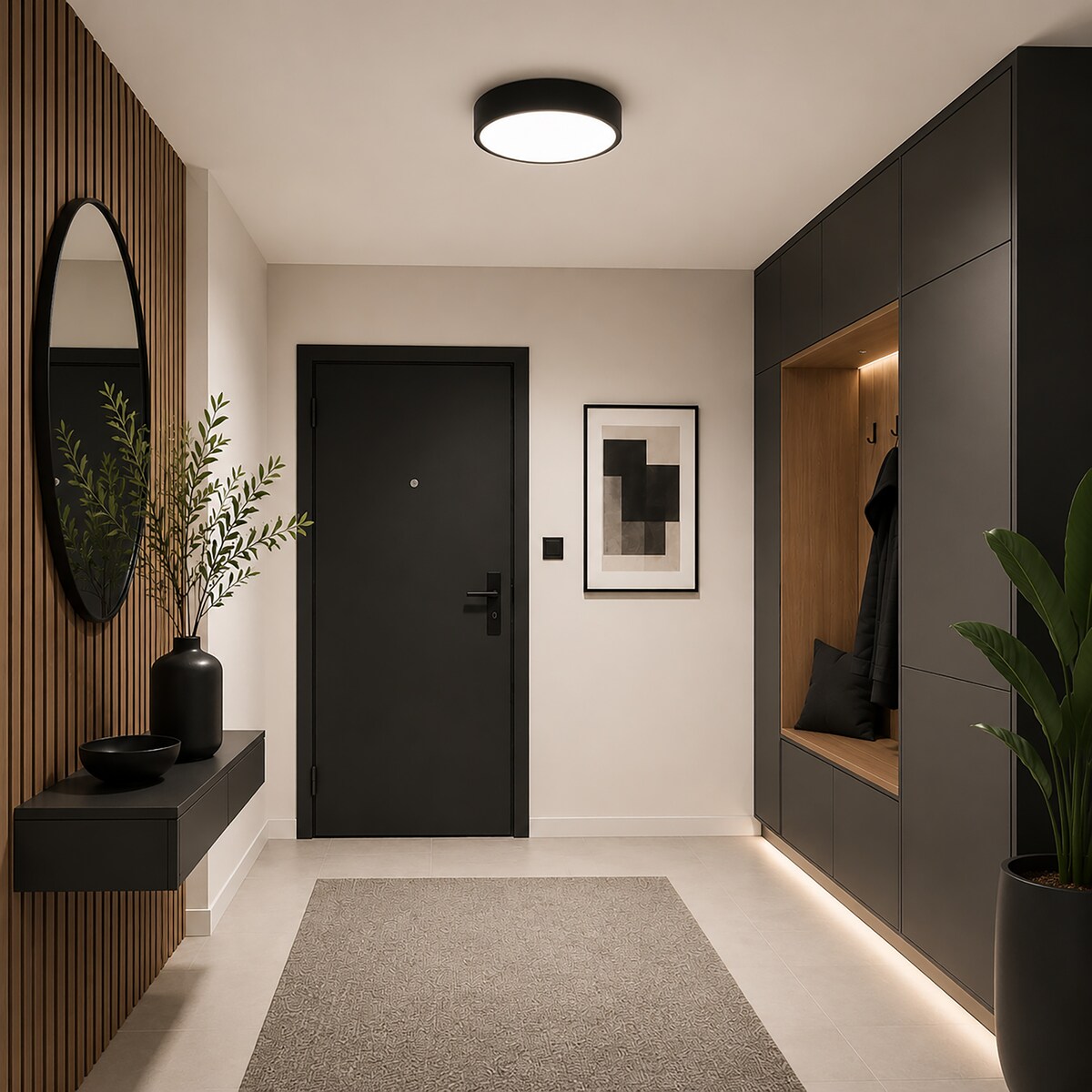 Lampa Sufitowa Łazienkowa Tk Lighting Velis Czarna Plafon Led 24W Ip54 Zmienna Barwa, Ściemniany