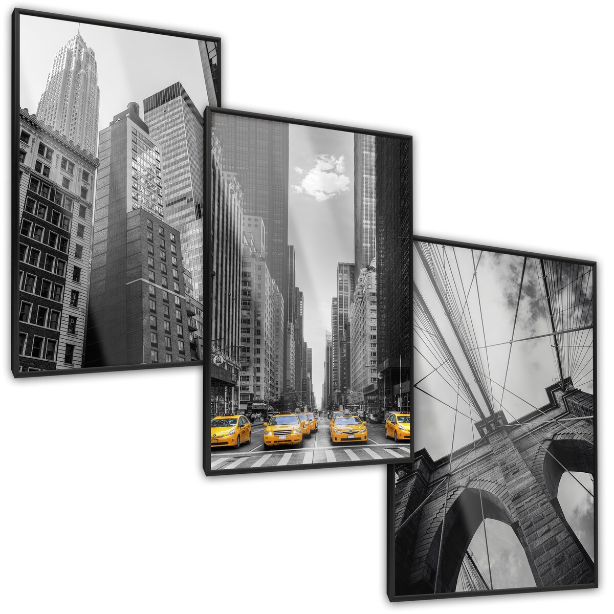 ZESTAW 3x Plakat W Ramie NEW YORK Wieżowce 60x80cm