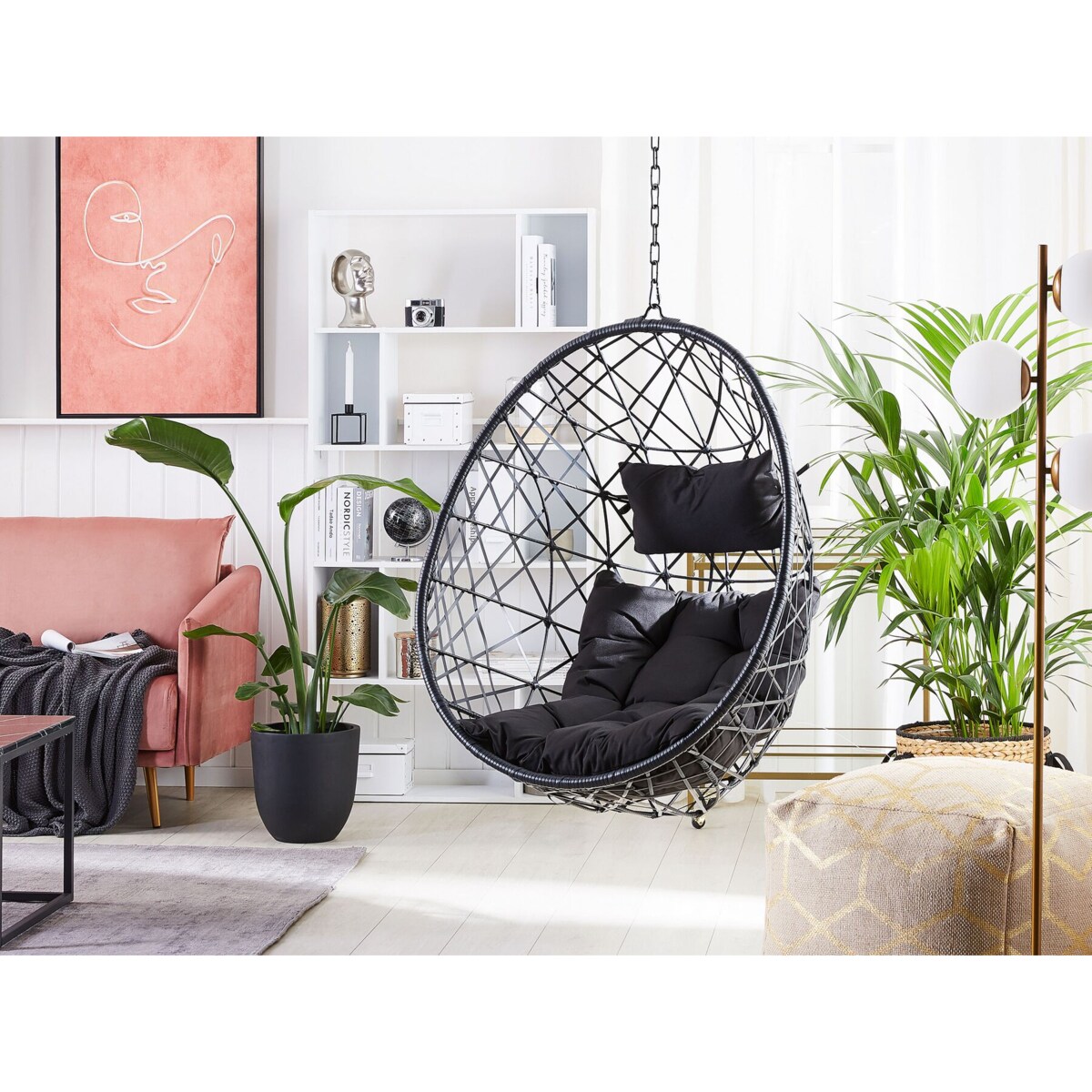 Fotel wiszący z technorattanu czarny ALATRI