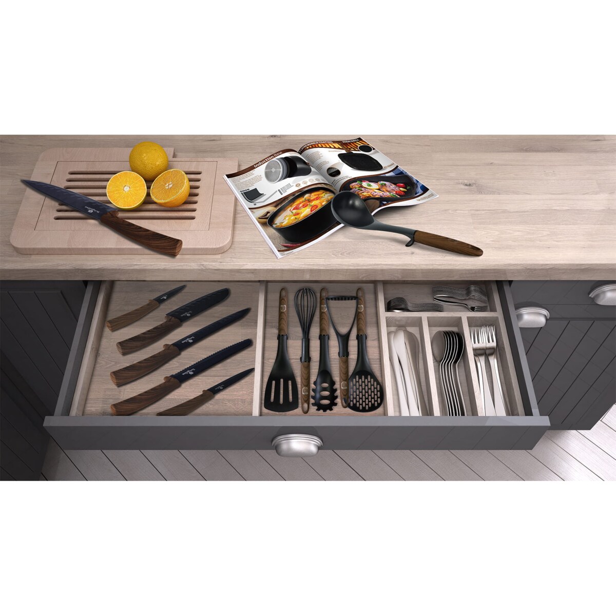 Zestaw noży z powłoką tytanową w stojaku Berlinger Haus BH-2530