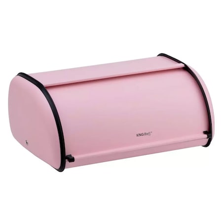 Chlebak stalowy mały 36cm różowy matowy pojemnik na chleb pieczywo bułki KINGHOFF