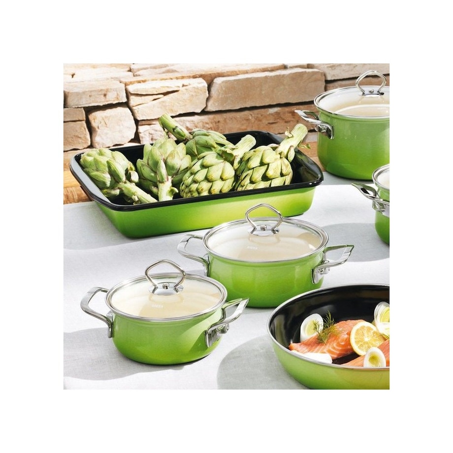 smaragd Pfanne 1 L Zielony Rondel Emaliowany