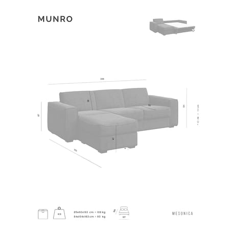 Sofa narożna rozkładana Munro - wrzosowa