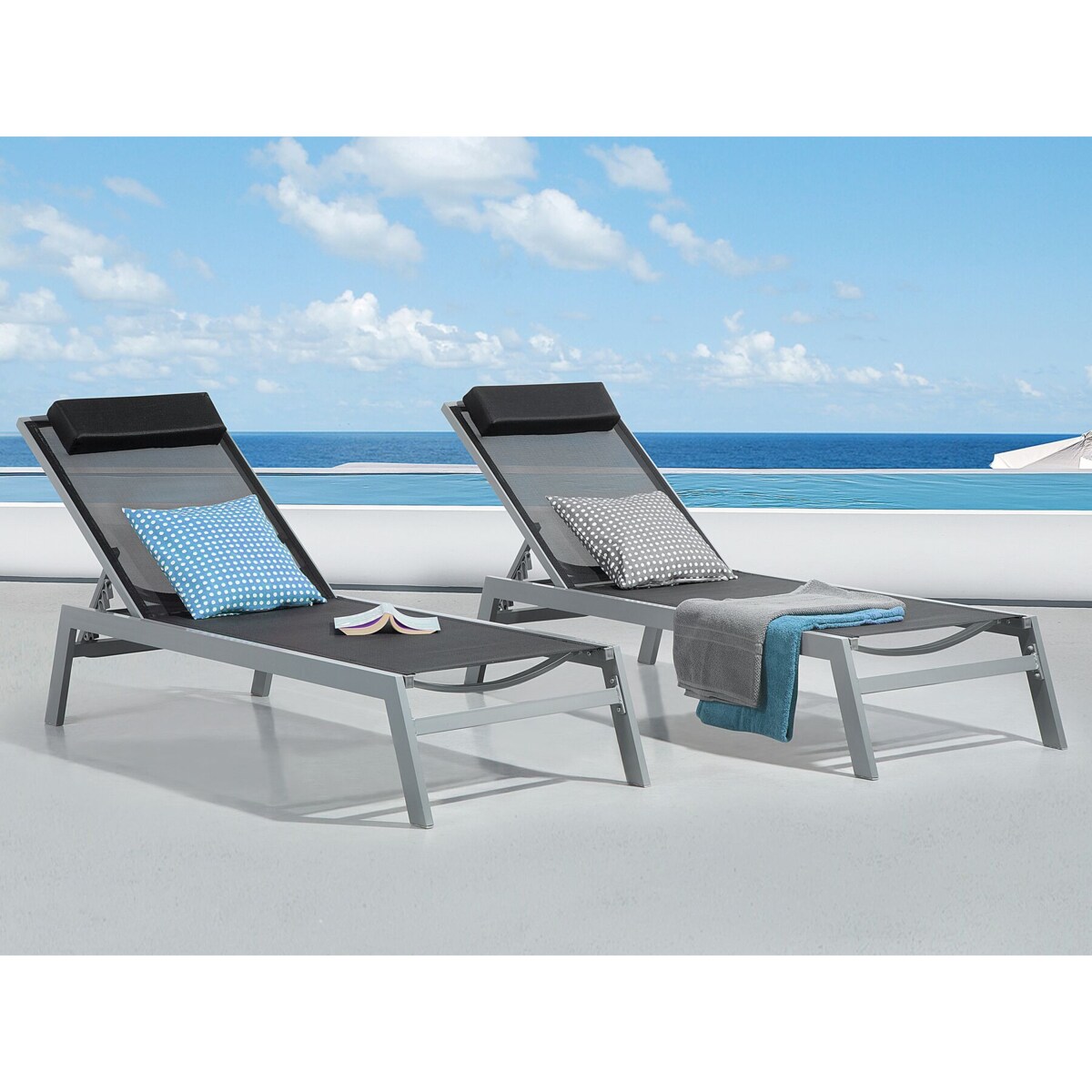 Leżak ogrodowy czarny CATANIA II