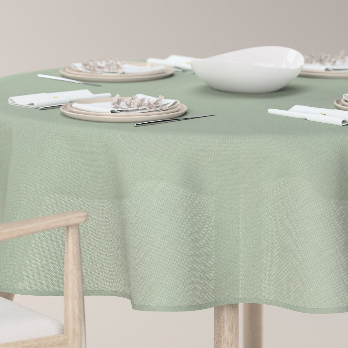 Obrus okrągły 160 x 160 cm eukaliptusowo zielony