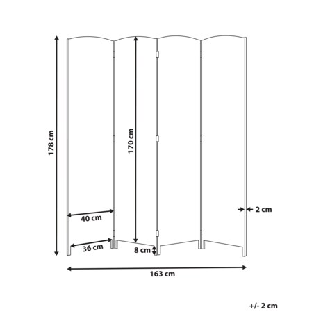 4-panelowy parawan pokojowy LAPPAGO Czarny 163 cm 170 cm