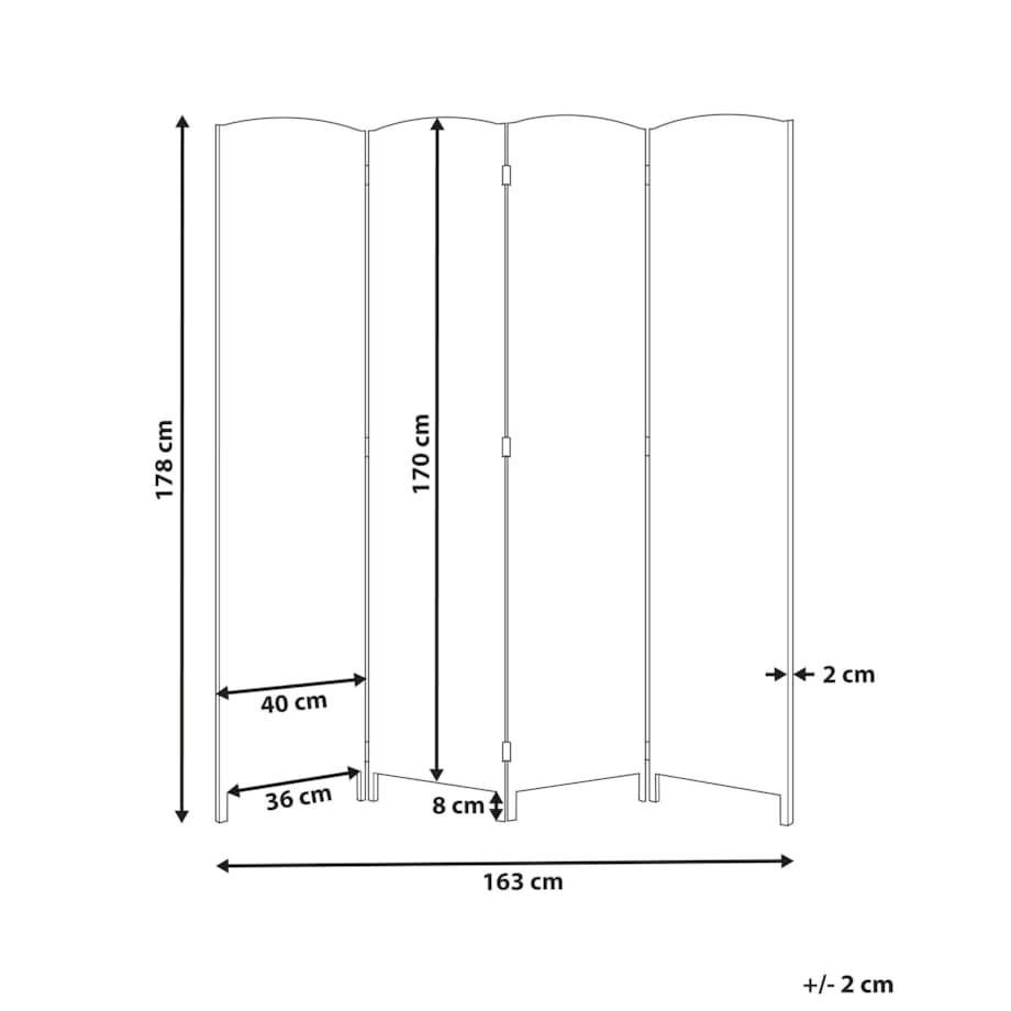 4-panelowy parawan pokojowy LAPPAGO Czarny 163 cm 170 cm