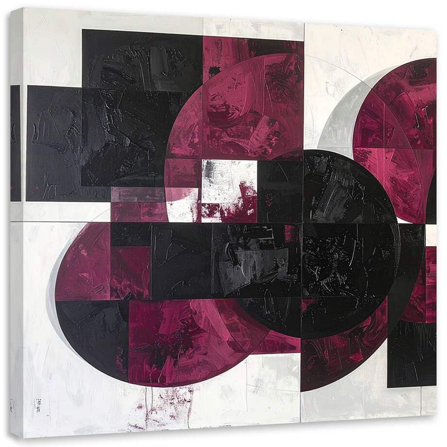 Obraz do salonu biura kuchni, Abstrakcyjne koła kształty kolor burgundowy