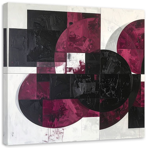 Obraz do salonu biura kuchni, Abstrakcyjne koła kształty kolor burgundowy