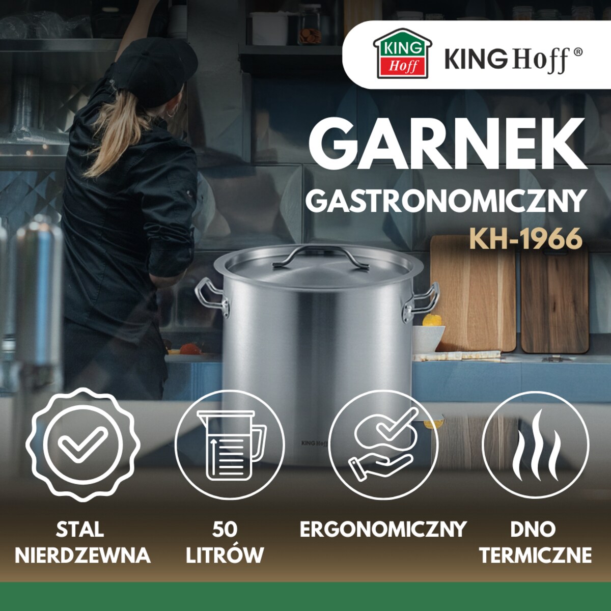 Kinghoff garnek gastronomiczny z pokrywą 50l KH1966