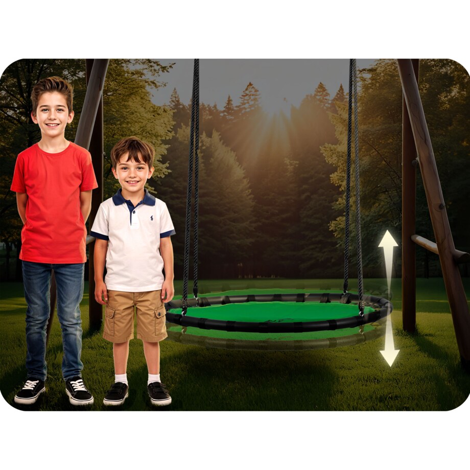 Huśtawka ogrodowa Neo-Sport Swingo bocianie gniazdo fotel wiszący 120 cm zielona